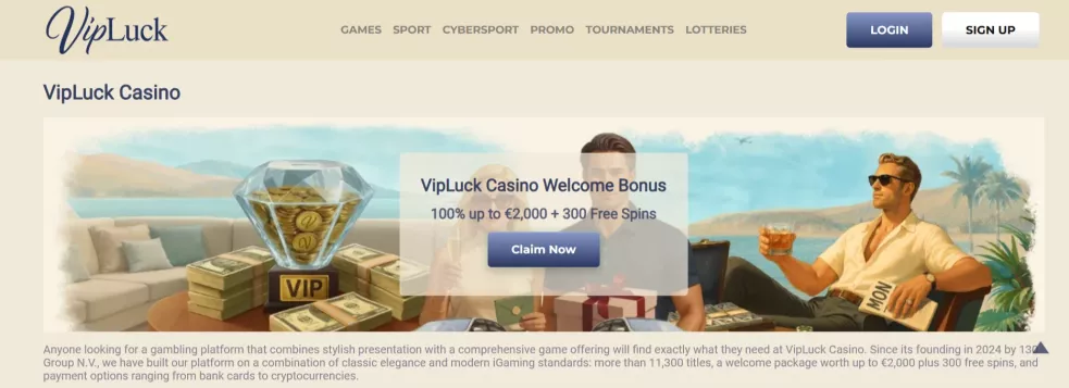 Vip luck Casino Bonus 100% bis 2000 Euro und 300 Freispiele